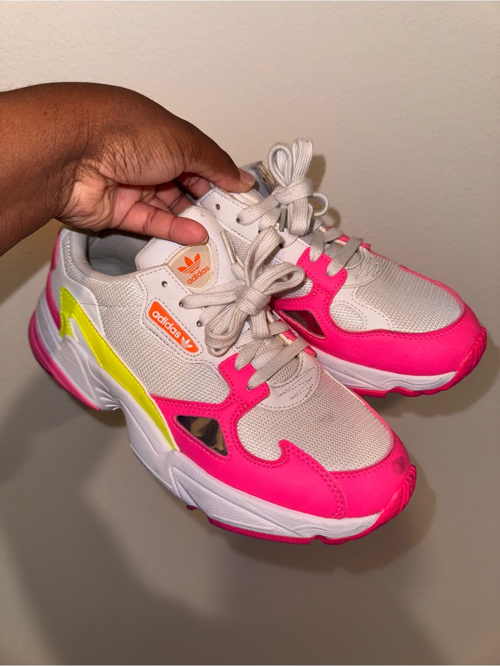 adidas Chunky Sneakers in White, Pink & Yellow